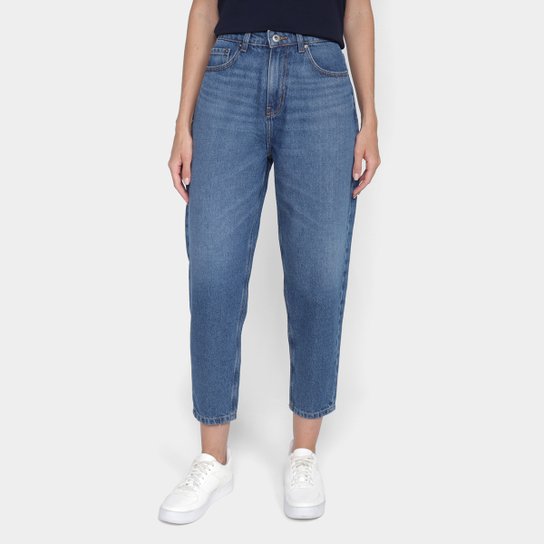 Calça Jeans Mom Lacoste Cintura Alta Feminina