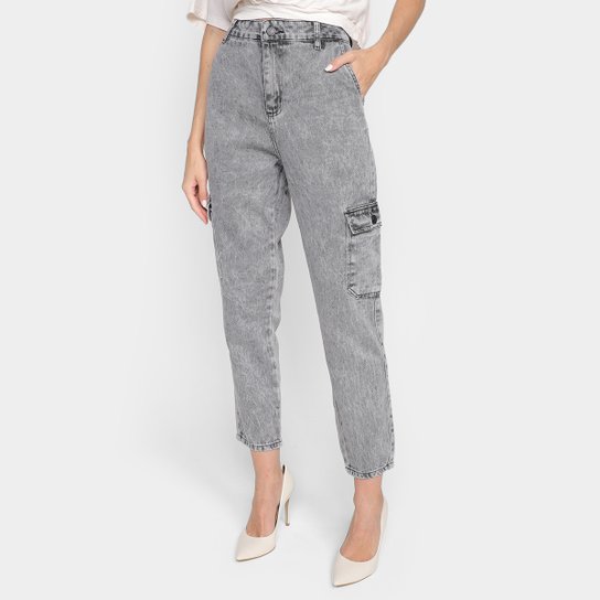 Calça Jeans Mom Sawary Cintura Alta Feminina - Preto Menor preço em Calça Jeans Mom Sawary Cintura Alta Feminina - Preto