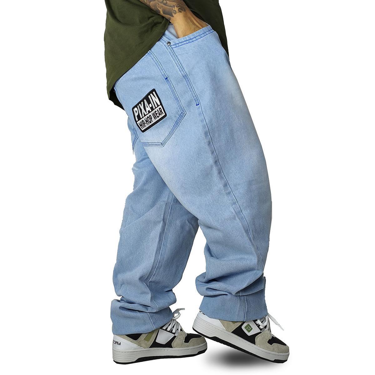 Calça Jeans Pixain Placa Hip Hop Azul Delavê Clara PIX-259 - Azul