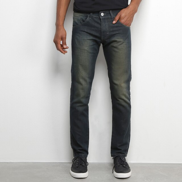 Calça Jeans Preston Básica Estonada Masculina - Azul Menor preço em Calça Jeans Preston Básica Estonada Masculina - Azul