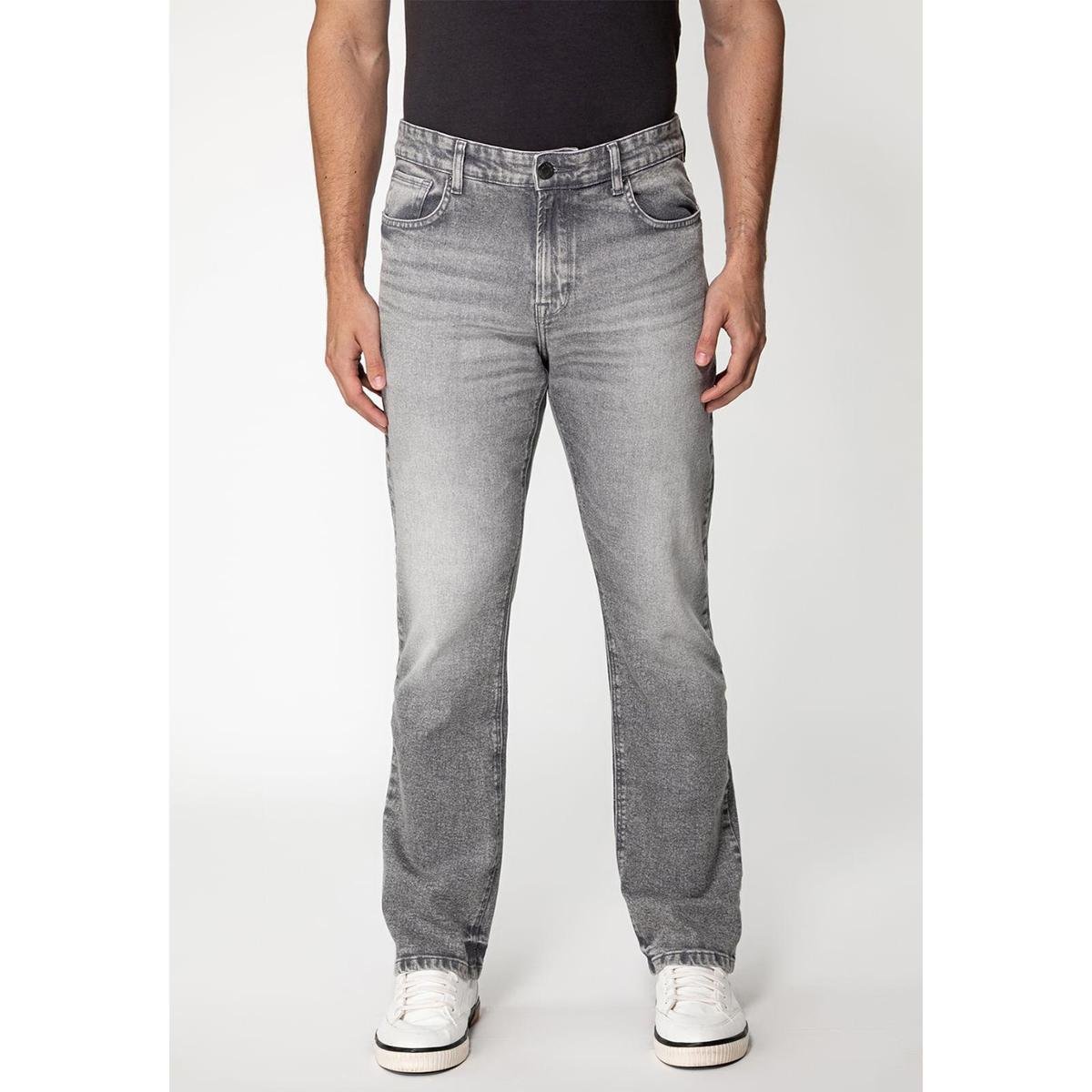Calça Jeans Regular Straight Cinza