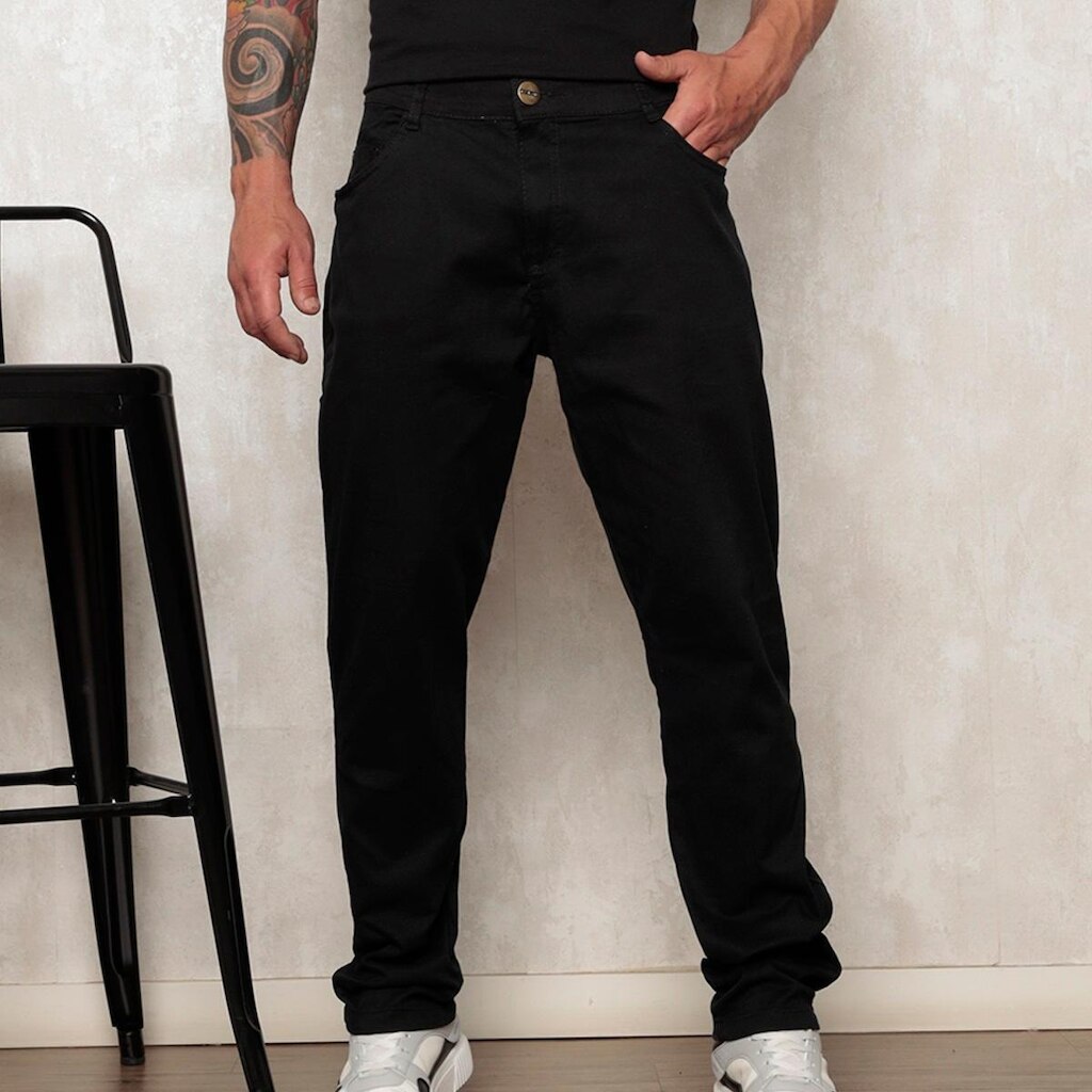 Calça Jeans Reta Masculina Preta Premium