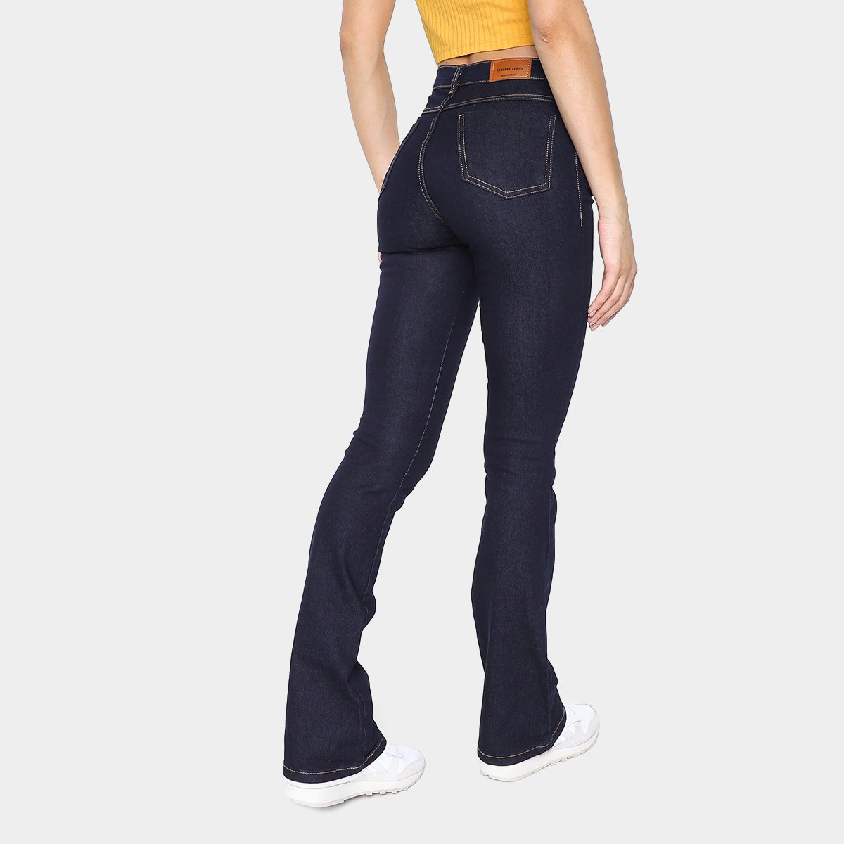 Calça Jeans Sawary Bootcut Cintura Alta Elastano Feminina - 1