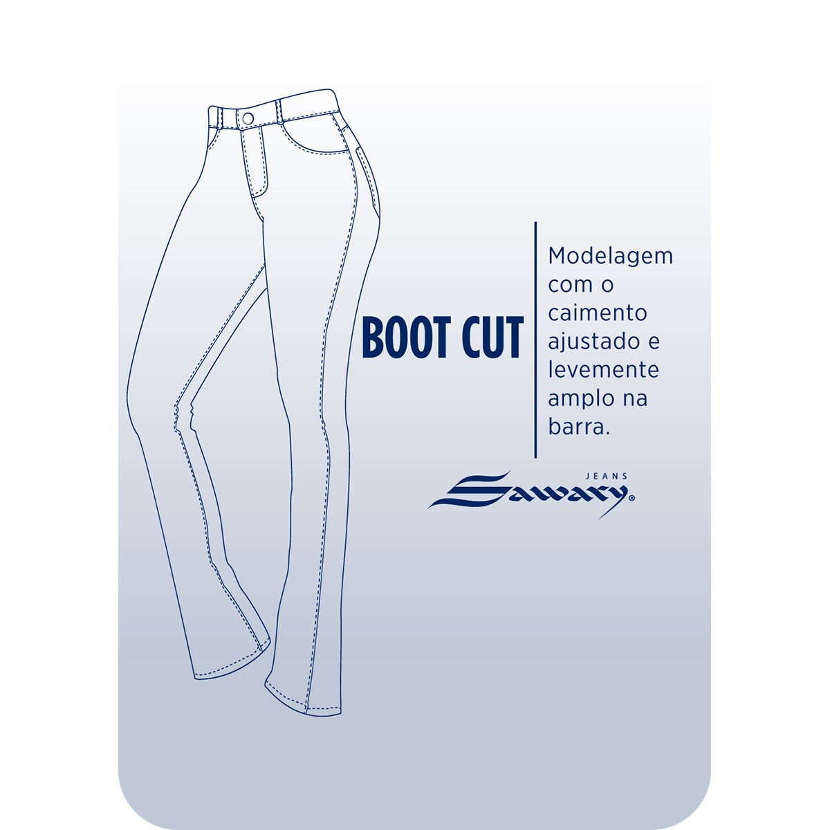 Calça Jeans Sawary Bootcut Cintura Alta Elastano Feminina - 3