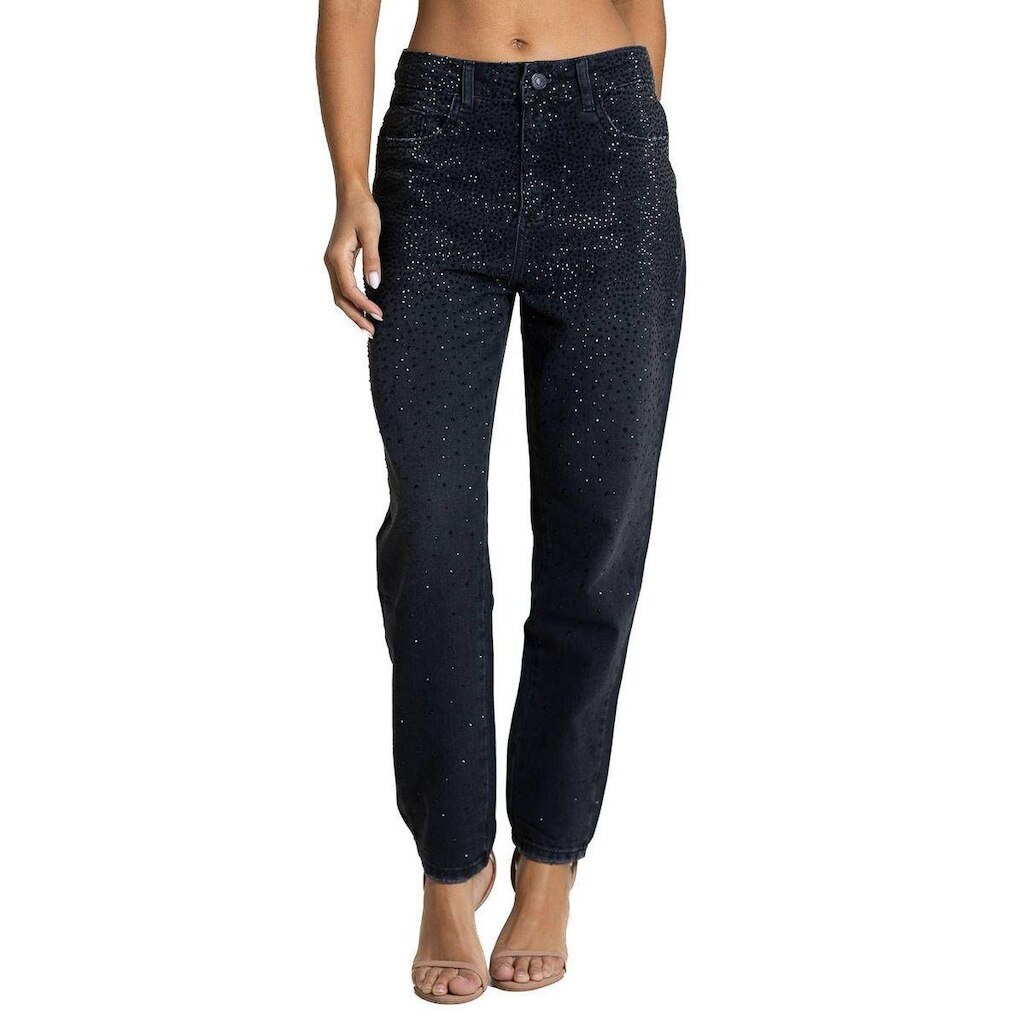 Calça Jeans Sawary Mom Brilho - 283329 - Preto 36