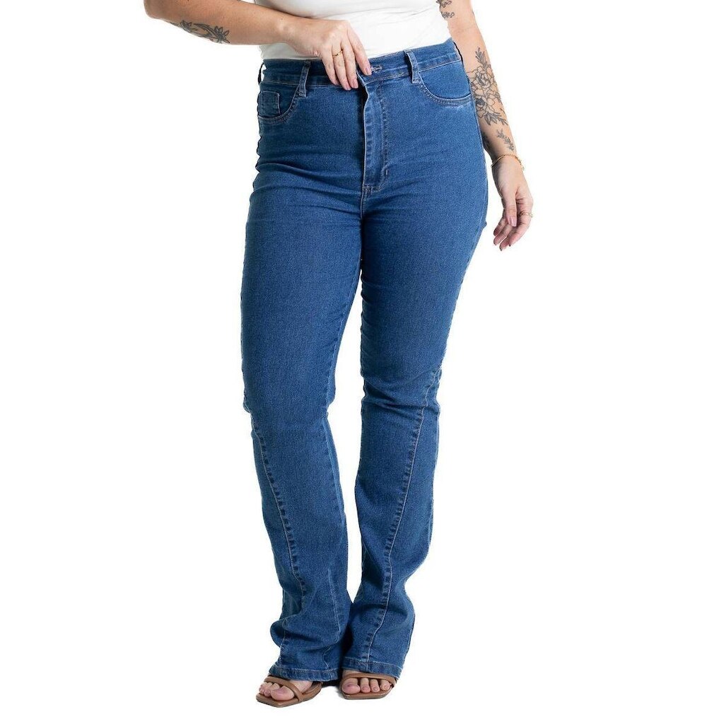 Calça Jeans Sawary Plus Size Bootcut - 281005 - Azul médio 54