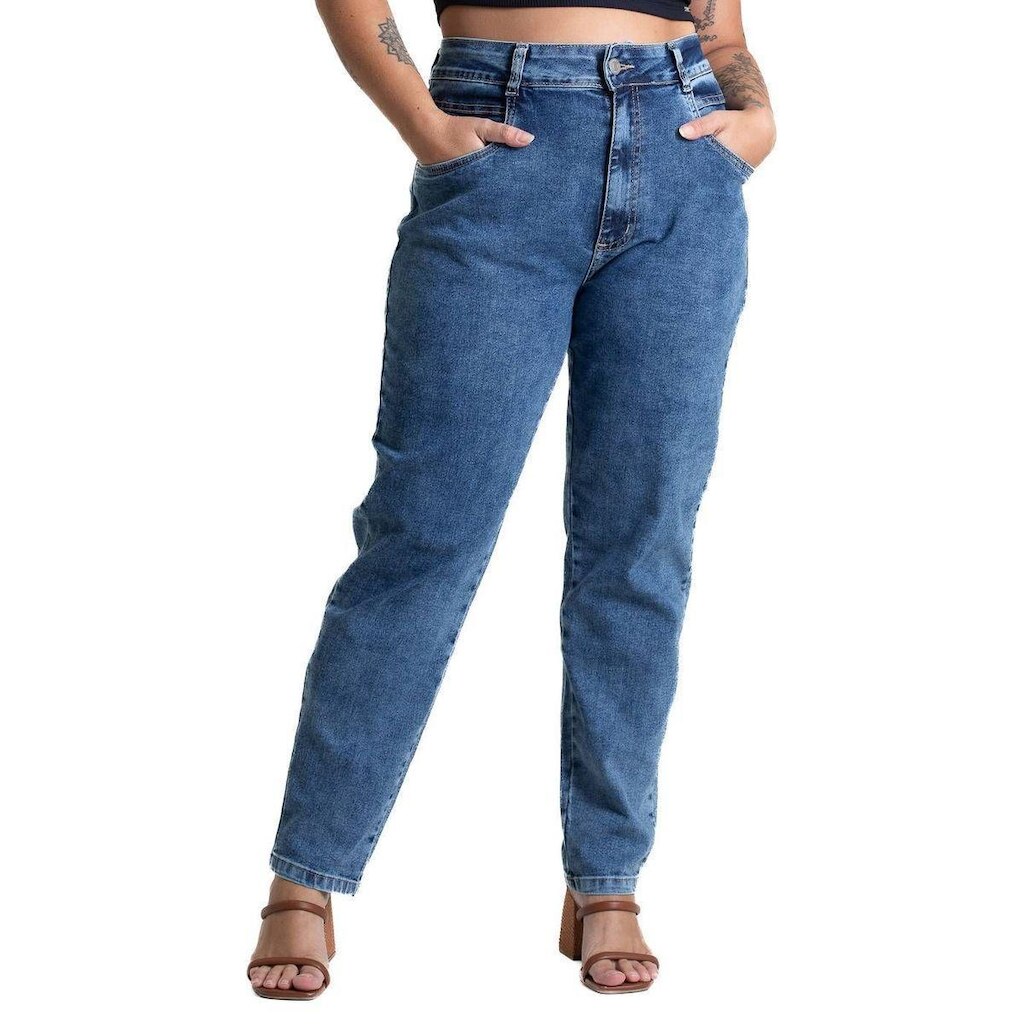 Calça Jeans Sawary Plus Size Mom - 282476 - Azul 46