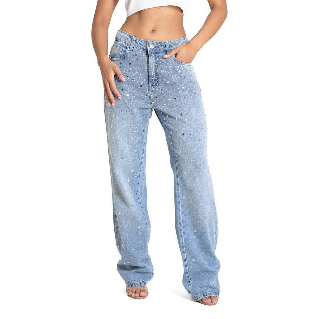 Calça Jeans Sawary Reta Brilho - 283097 - Azul médio 36