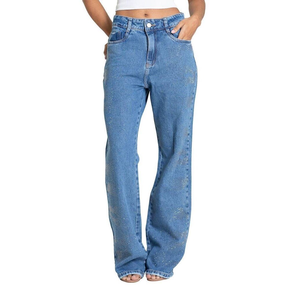 Calça Jeans Sawary Reta Brilho - 283098 - Azul médio 46