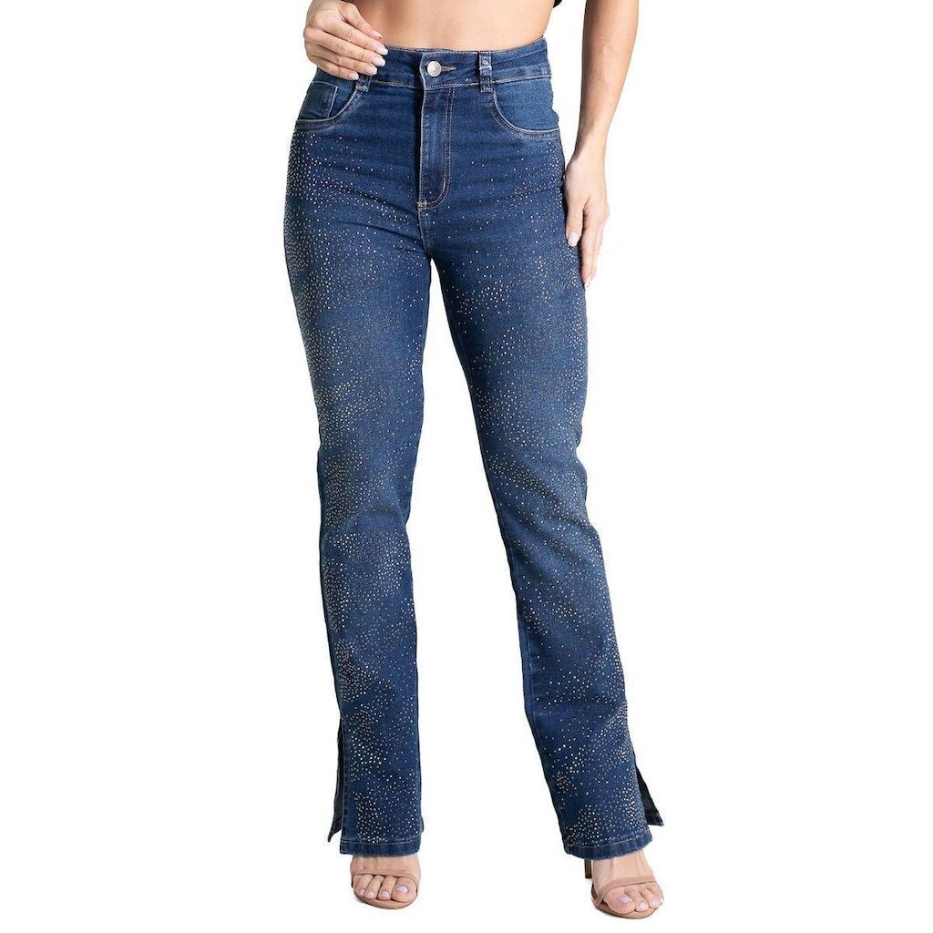 Calça Jeans Sawary Reta Brilho - 283713 - Azul medio 42