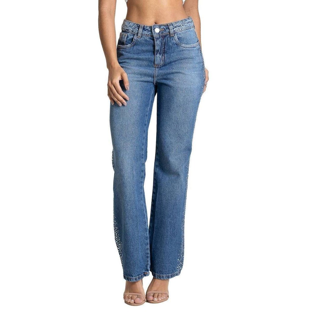 Calça Jeans Sawary Reta Brilho - 284307 - Azul médio 42