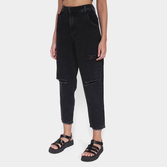 Calça Jeans Sawary Slouchy Elastano Feminina - Preto Menor preço em Calça Jeans Sawary Slouchy Elastano Feminina - Preto