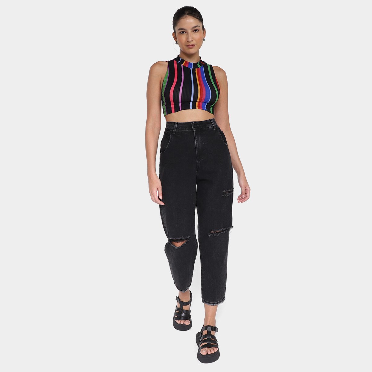 Calça Jeans Sawary Slouchy Elastano Feminina - 1