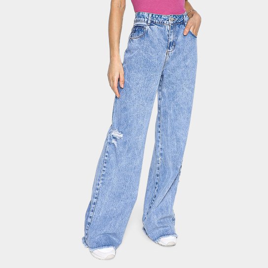 Calça Jeans Sawary Wide Leg Feminina