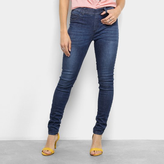 Calça Jeans Skinny Cantão Comfort Cintura Média Feminina - Azul Escuro