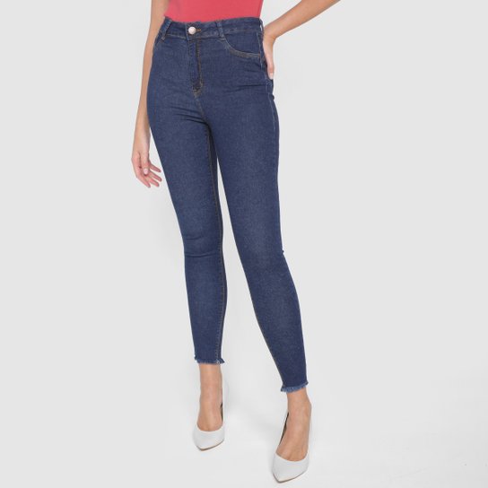 Calça Jeans Skinny Ecxo Barra Desfiada Feminina - Azul Menor preço em Calça Jeans Skinny Ecxo Barra Desfiada Feminina - Azul