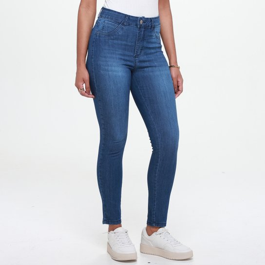 Calça Jeans Skinny Ecxo Básica Cintura Média Feminina - Marinho Menor preço em Calça Jeans Skinny Ecxo Básica Cintura Média Feminina - Marinho