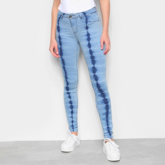 Calça Jeans Skinny Estonada Feminina - Azul Menor preço em Calça Jeans Skinny Estonada Feminina - Azul