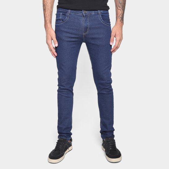 Calça Jeans Skinny Grifle Casual Masculina - Jeans Menor preço em Calça Jeans Skinny Grifle Casual Masculina - Jeans