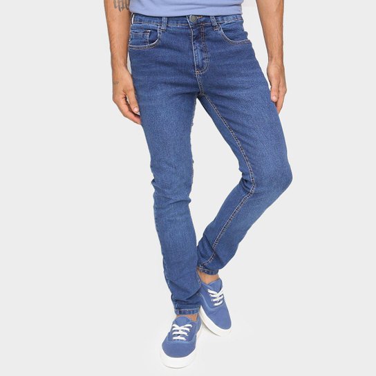 Calça Jeans Skinny Hering Estonada Masculina - Azul Menor preço em Calça Jeans Skinny Hering Estonada Masculina - Azul