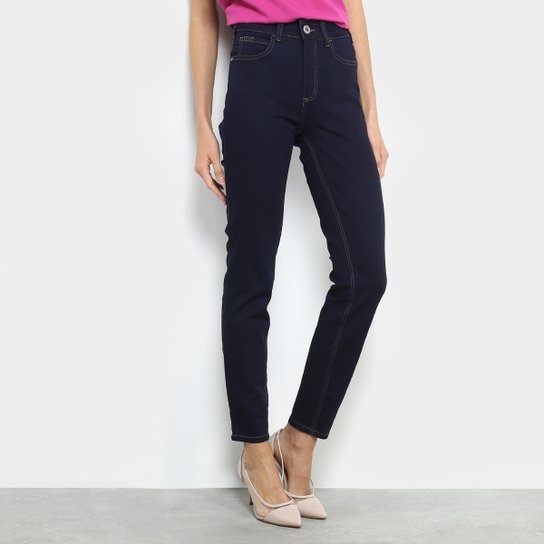 Calça Jeans Skinny Kim Cintura Alta Feminina - Azul Escuro