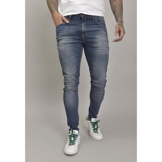 Calça Jeans Skinny Masculina com Lavagem Stone Dialogo jeans - Azul Menor preço em Calça Jeans Skinny Masculina com Lavagem Stone Dialogo jeans - Azul