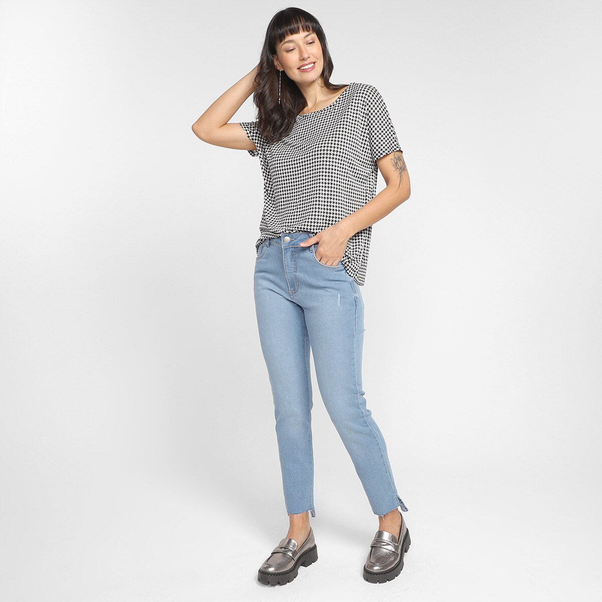Calça Jeans Skinny Morena Rosa Cintura Alta Feminina - 1