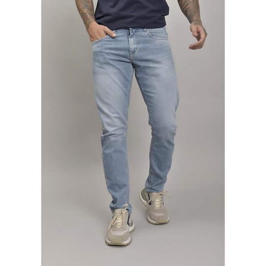 Calça Jeans Slim Arqueada Masculina Lavagem Clara Dialogo jeans - Azul Menor preço em Calça Jeans Slim Arqueada Masculina Lavagem Clara Dialogo jeans - Azul