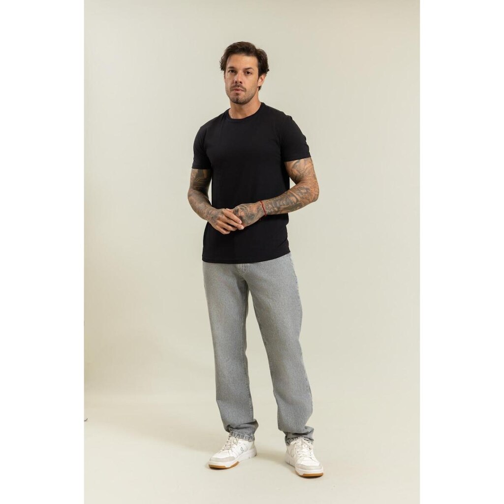 Calça Jeans Slim Cinza Masculina 100% Algodão