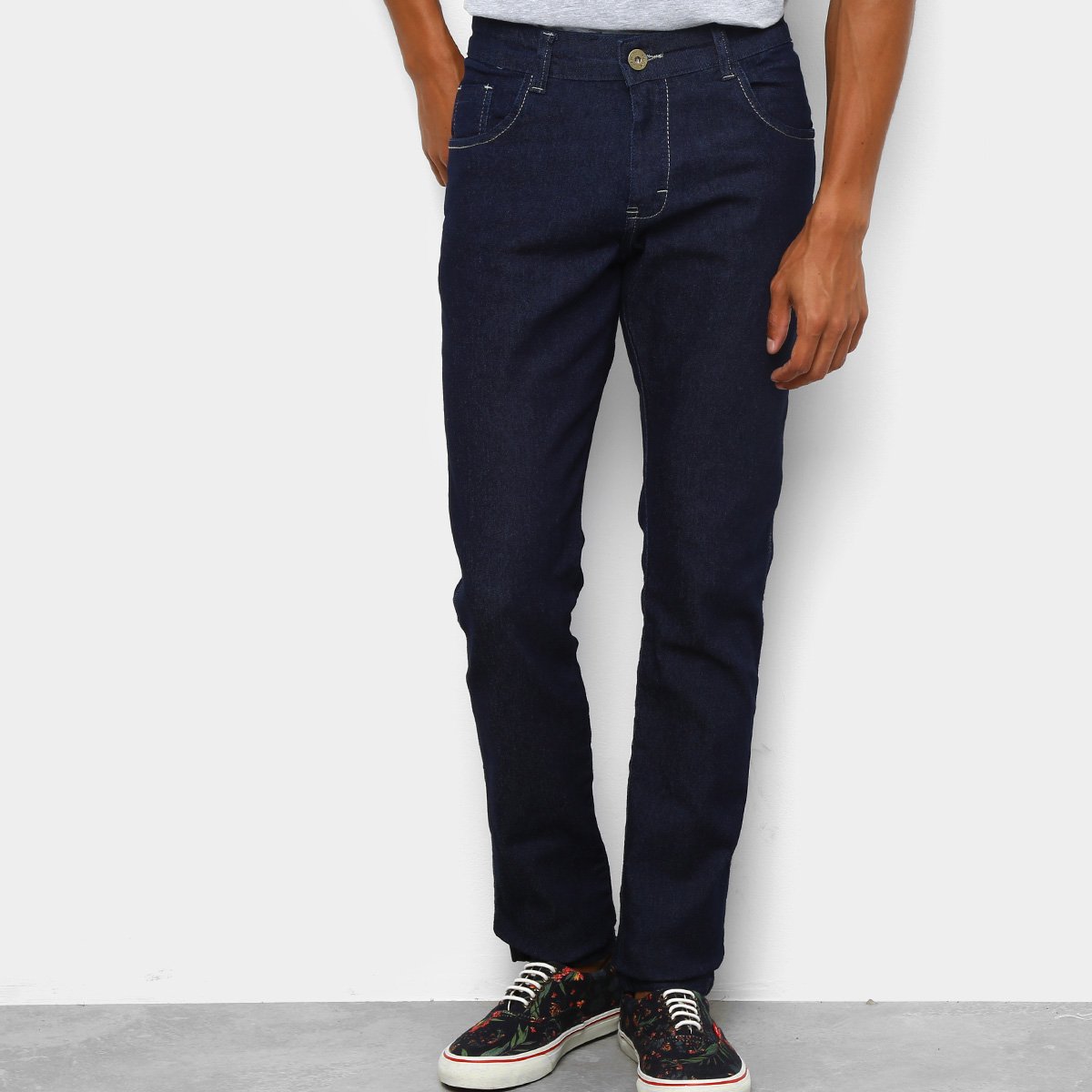 calça masculina slim em jeans com elastano