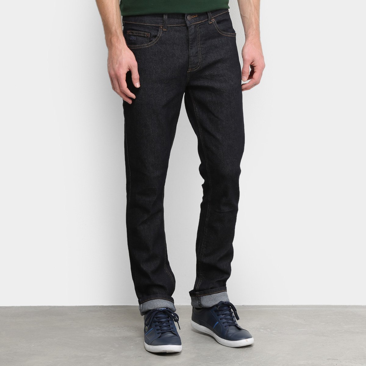 Calça Jeans Slim Lacoste Straight Fit Stone Masculina