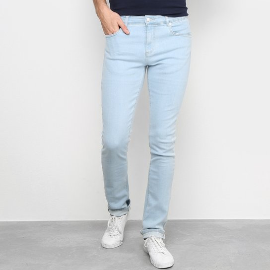 Calça Jeans Slim Lacoste Straight Fit Stone Masculina Azul