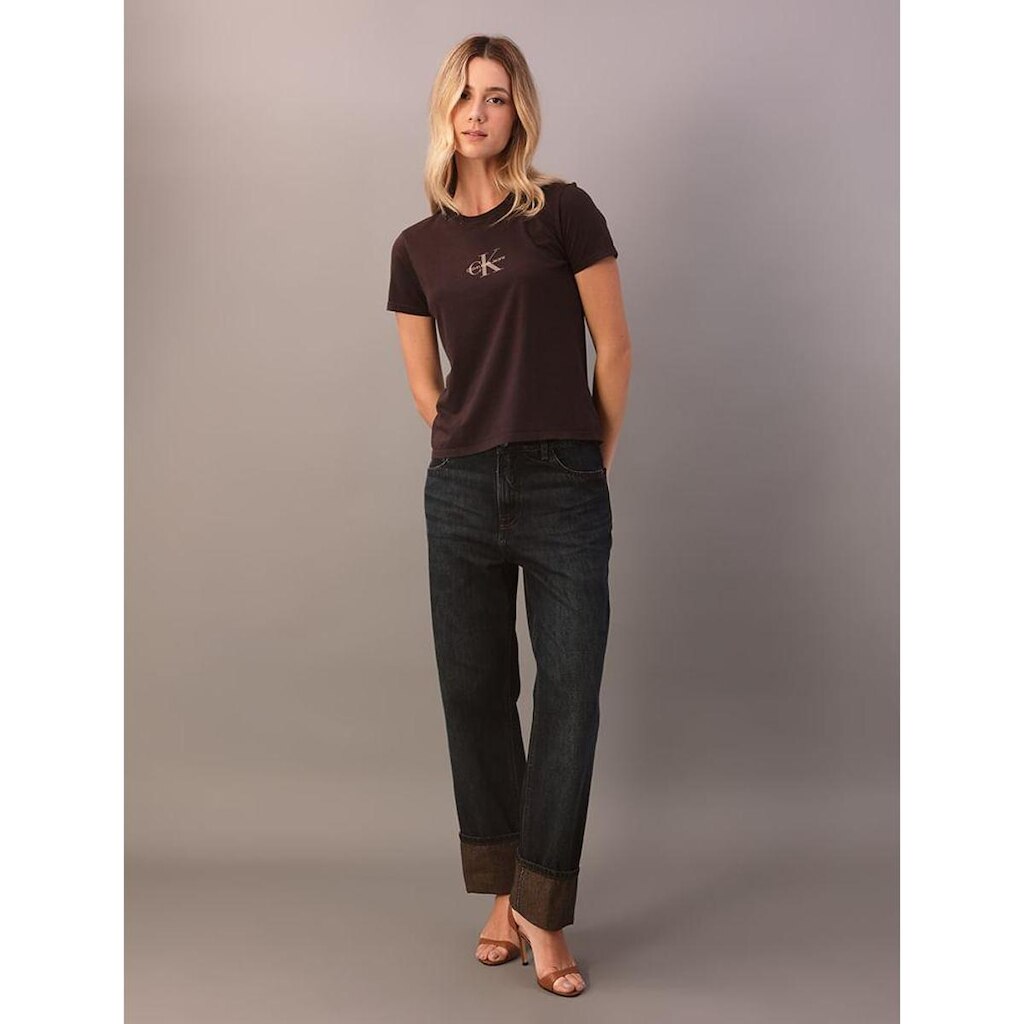 Calça Jeans Straight Barras Dobradas