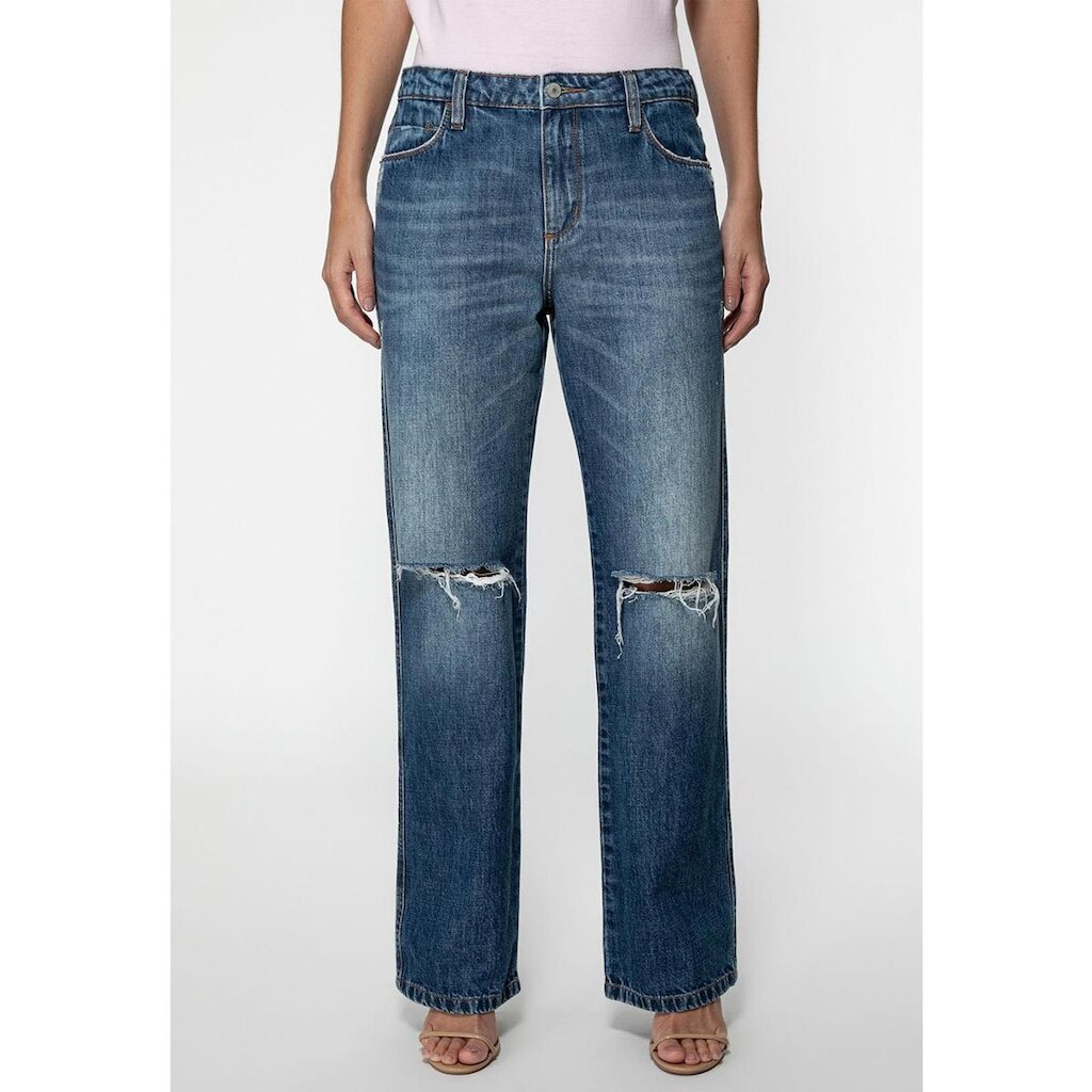 Calça Jeans Straight Leg Rasgos Azul