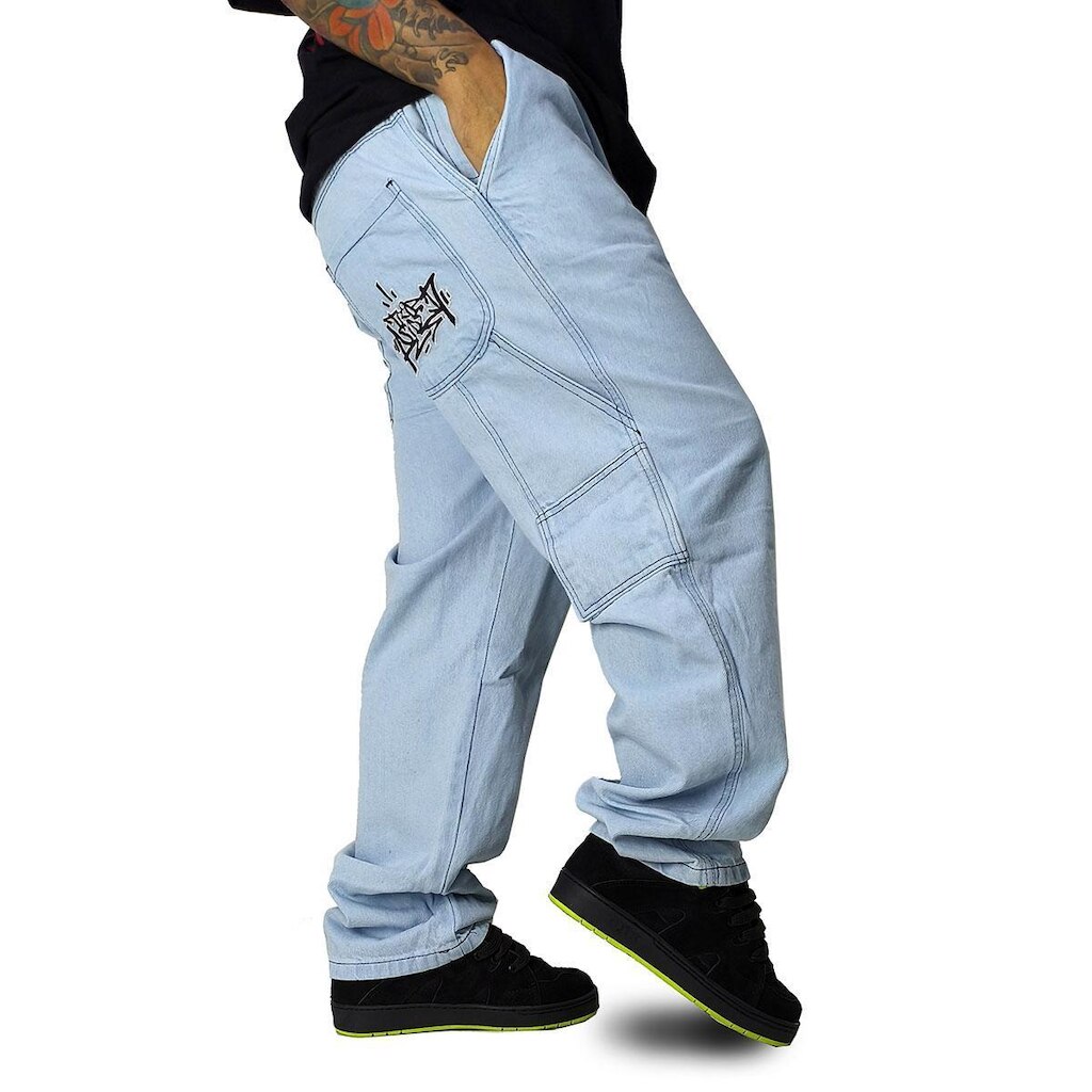 Calça Jeans Trip Side Carpinteiro Delavê Azul C027