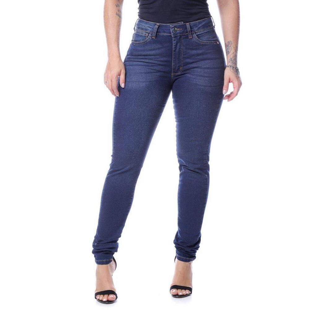 Calça Jeans Vilejack Elastano Skinny Cós Médio Feminina