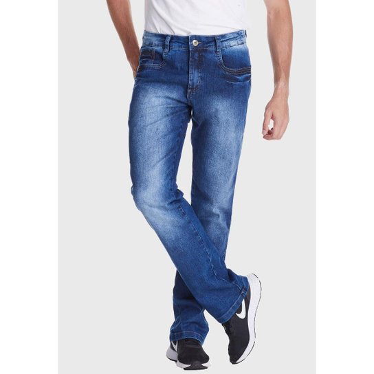 Calça Jeans Zuren Reta Plus Estonada Azul - Azul Menor preço em Calça Jeans Zuren Reta Plus Estonada Azul - Azul