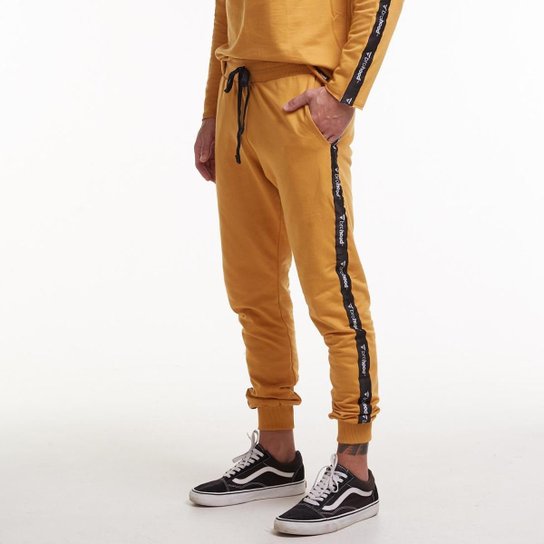 Calça Jogger Brohood Masculina Moletom Amarelo EGG - Amarelo Menor preço em Calça Jogger Brohood Masculina Moletom Amarelo EGG - Amarelo