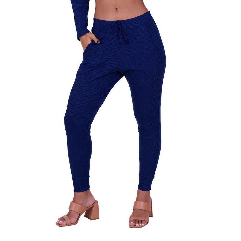 Calça Jogger Canelada Inverno Feminina Comfy Vera