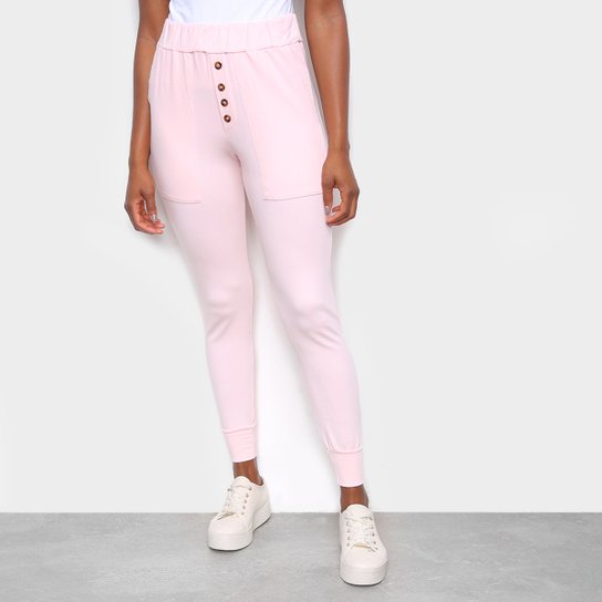 Calça Jogger ESV Básica Malha Com Botão Feminina - Rosa é ruim? Calça Jogger ESV Básica Malha Com Botão Feminina - Rosa é boa?