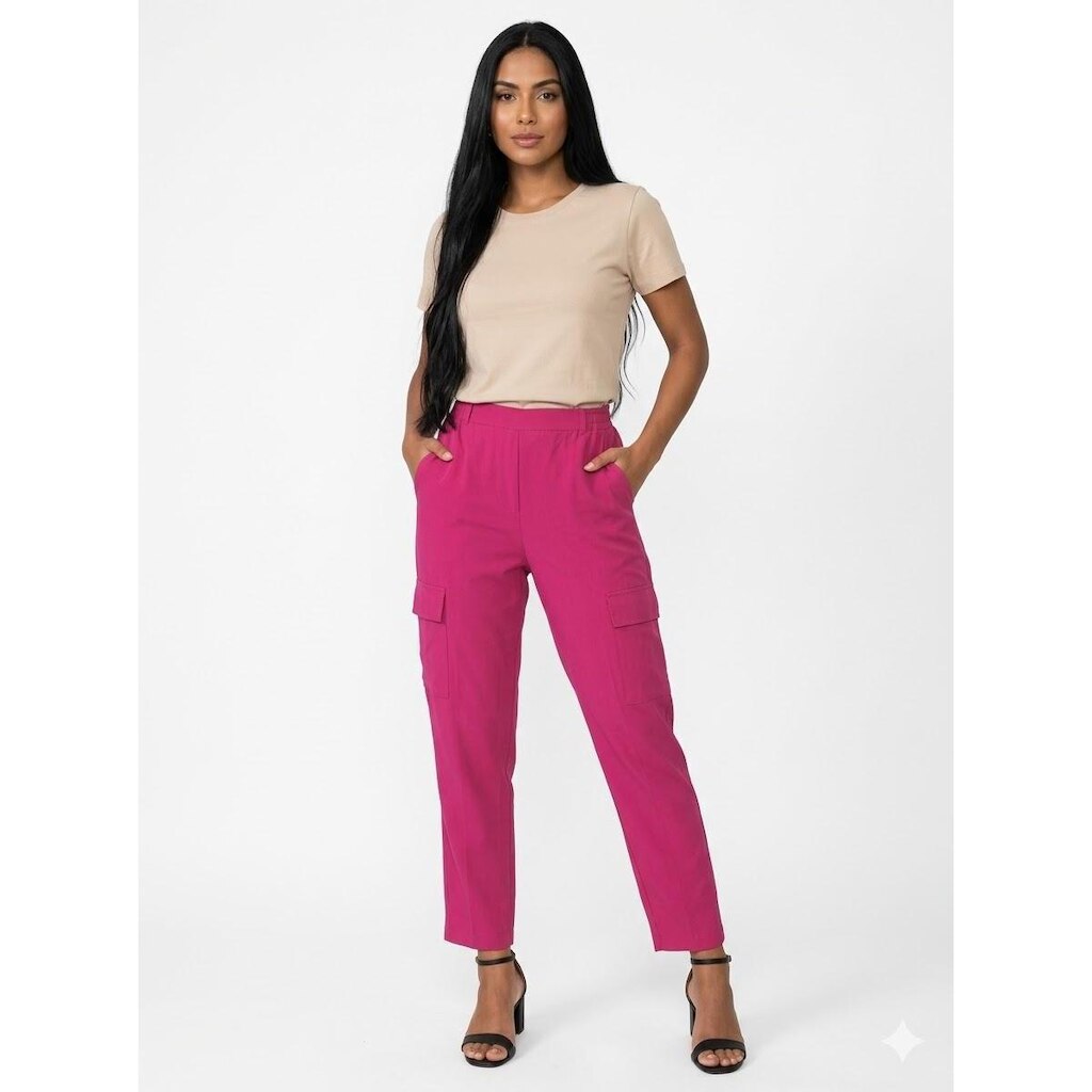 Calça Jogger Feminina Cargo em Viscolinho Pink com Bolsos Malwee