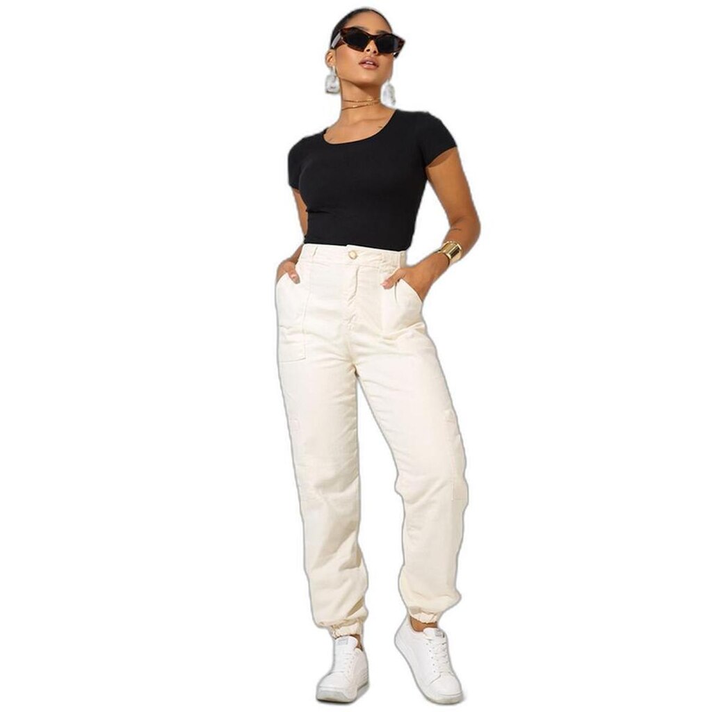 CALÇA JOGGER FEMININA CINTURA ALTA BOLSOS CARGO  23211