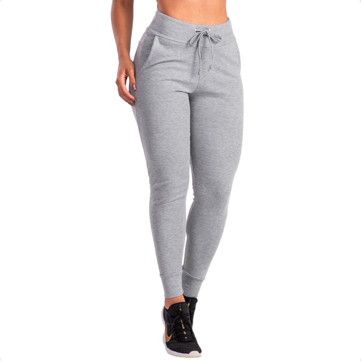 Calça Jogger Feminina Cintura Alta Ribana Canelada Menor preço em Calça Jogger Feminina Cintura Alta Ribana Canelada