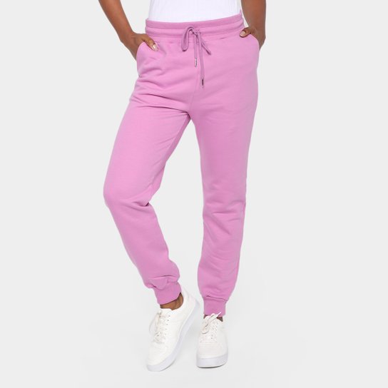 Calça Jogger Hering Moletom Peluciado Feminina - Roxo Menor preço em Calça Jogger Hering Moletom Peluciado Feminina - Roxo