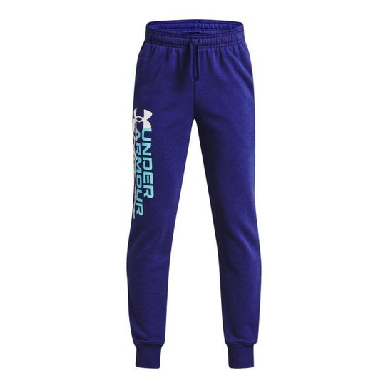 Calça Jogger Infantil Under Armour Rival Fleece Graphic - Azul Menor preço em Calça Jogger Infantil Under Armour Rival Fleece Graphic - Azul
