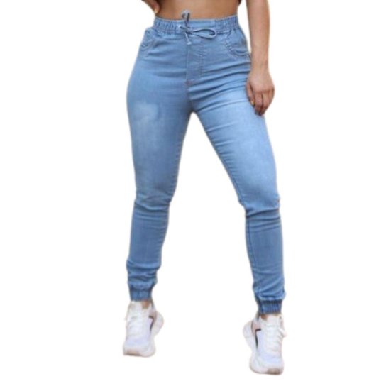 Calça Jogger Jeans Feminina Fec Fashion Premium Azul Claro - Jeans Claro Menor preço em Calça Jogger Jeans Feminina Fec Fashion Premium Azul Claro - Jeans Claro
