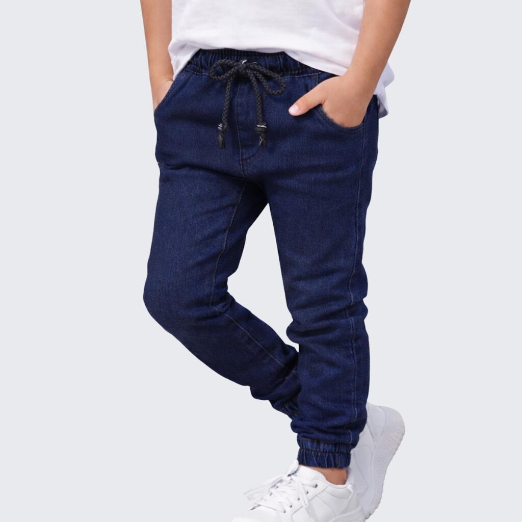 Calça Jogger Jeans Infantil Menino Com Punho