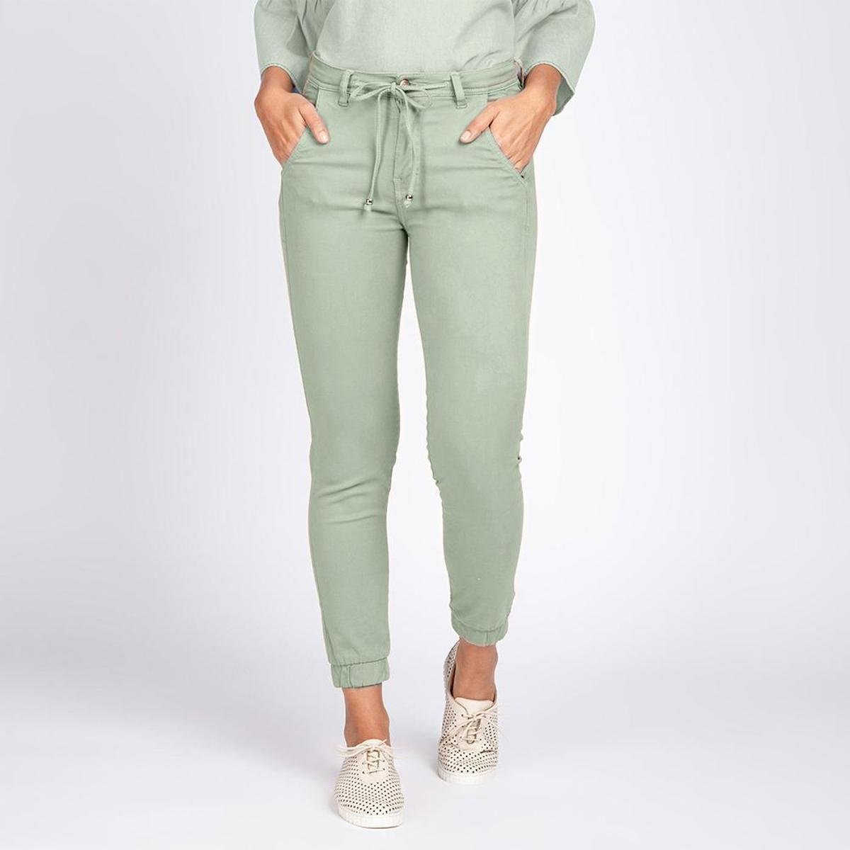 Calça Jogger Jeans tipo Moletom Color - Verde claro | Netshoes