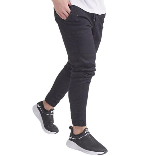 Calça jogger masculina cargo skinny com punho e elástico vira lata wear - Preto Menor preço em Calça jogger masculina cargo skinny com punho e elástico vira lata wear - Preto