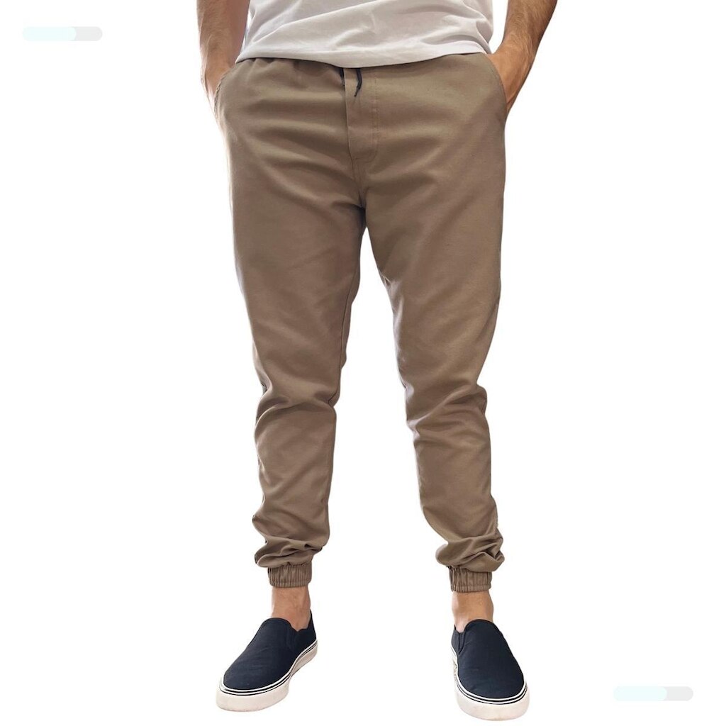 Calça Jogger Masculina Jeans Sarja Elastano Punho Elástico